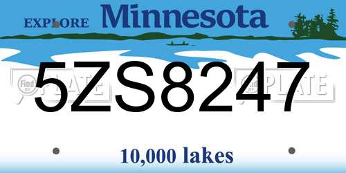 5ZS8247 Minnesota License Plate