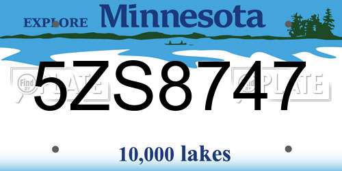 5ZS8747 Minnesota License Plate