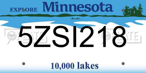 5ZSI218 Minnesota License Plate