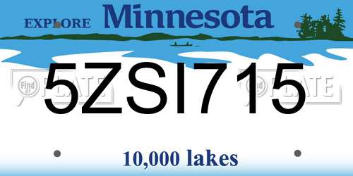 5ZSI715 Minnesota License Plate