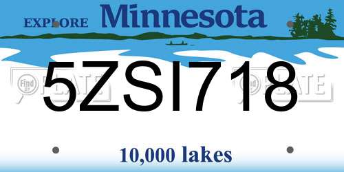 5ZSI718 Minnesota License Plate