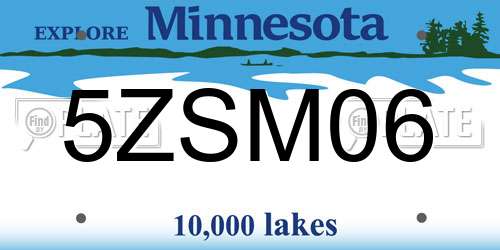 5ZSM06 Minnesota License Plate