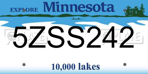 5ZSS242 Minnesota License Plate