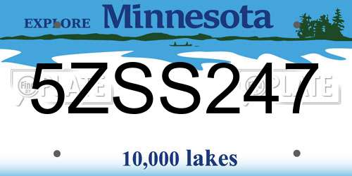 5ZSS247 Minnesota License Plate