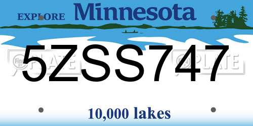 5ZSS747 Minnesota License Plate