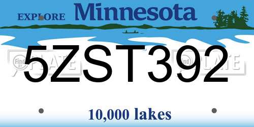 5ZST392 Minnesota License Plate