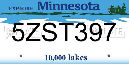5ZST397 Minnesota License Plate