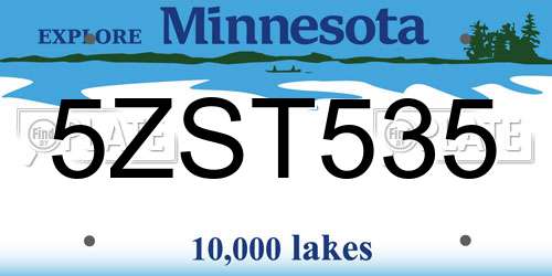 5ZST535 Minnesota License Plate