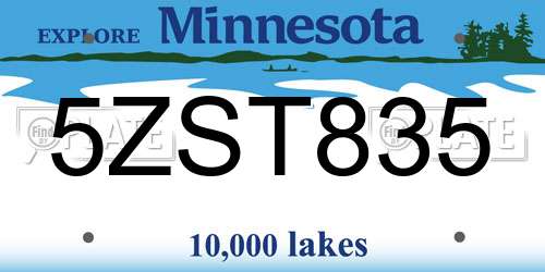 5ZST835 Minnesota License Plate