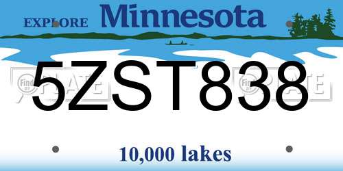 5ZST838 Minnesota License Plate