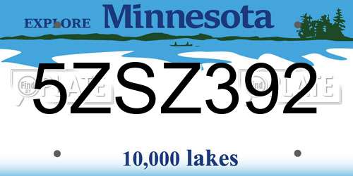 5ZSZ392 Minnesota License Plate