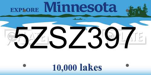 5ZSZ397 Minnesota License Plate