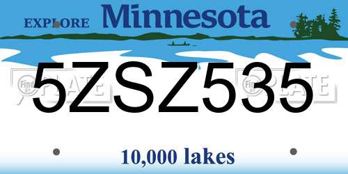 5ZSZ535 Minnesota License Plate