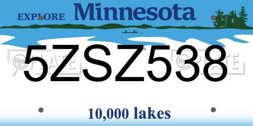 5ZSZ538 Minnesota License Plate