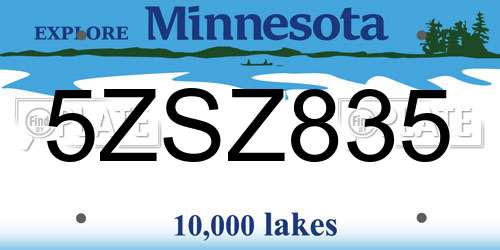 5ZSZ835 Minnesota License Plate