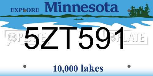 5ZT591 Minnesota License Plate