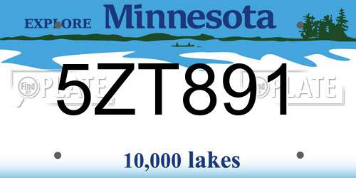 5ZT891 Minnesota License Plate