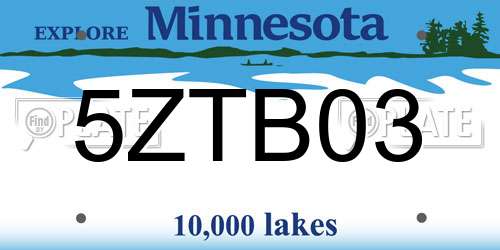 5ZTB03 Minnesota License Plate