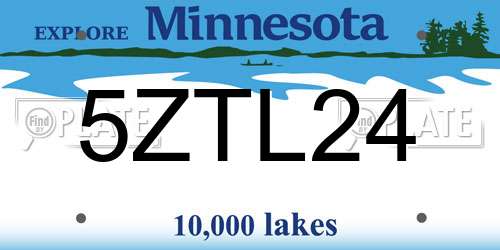 5ZTL24 Minnesota License Plate
