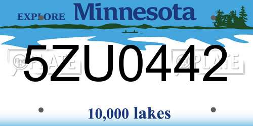 5ZU0442 Minnesota License Plate