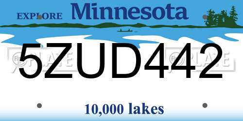 5ZUD442 Minnesota License Plate