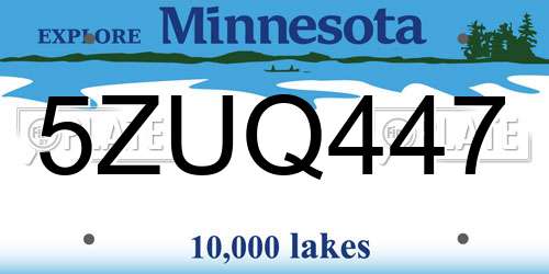 5ZUQ447 Minnesota License Plate