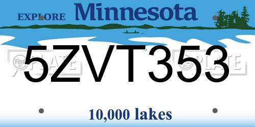 5ZVT353 Minnesota License Plate