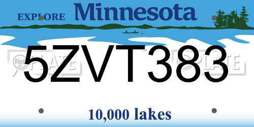 5ZVT383 Minnesota License Plate