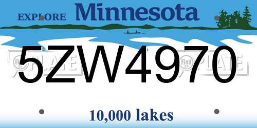 5ZW4970 Minnesota License Plate