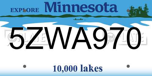 5ZWA970 Minnesota License Plate