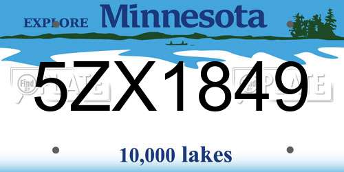 5ZX1849 Minnesota License Plate