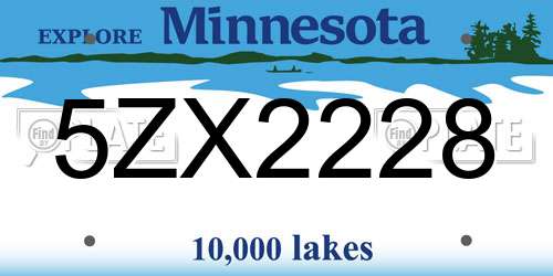5ZX2228 Minnesota License Plate