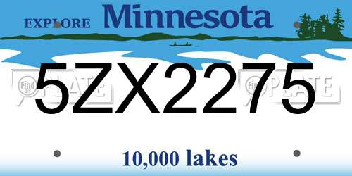 5ZX2275 Minnesota License Plate