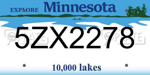 5ZX2278 Minnesota License Plate