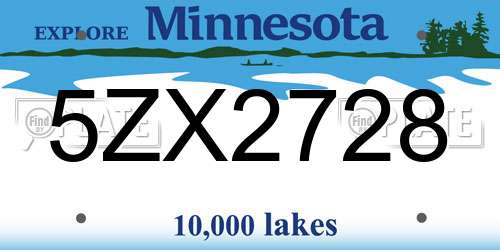 5ZX2728 Minnesota License Plate