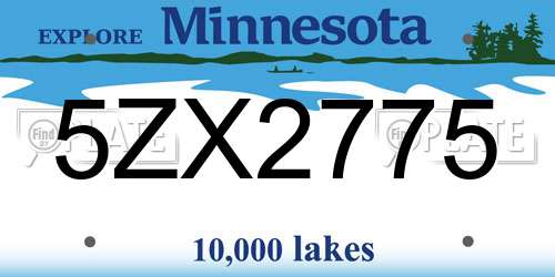 5ZX2775 Minnesota License Plate