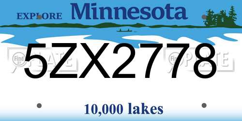 5ZX2778 Minnesota License Plate