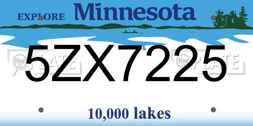 5ZX7225 Minnesota License Plate