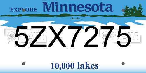 5ZX7275 Minnesota License Plate