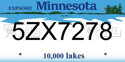 5ZX7278 Minnesota License Plate
