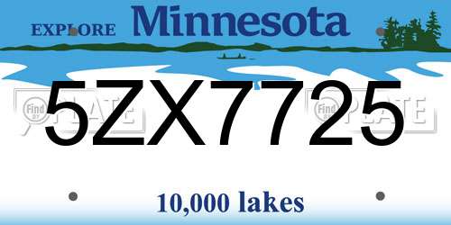 5ZX7725 Minnesota License Plate