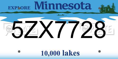5ZX7728 Minnesota License Plate