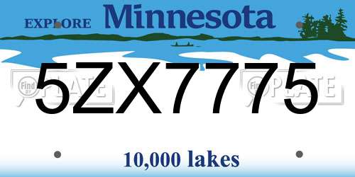 5ZX7775 Minnesota License Plate