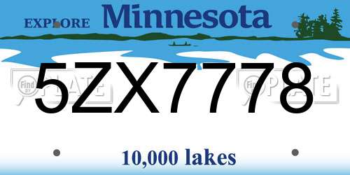 5ZX7778 Minnesota License Plate