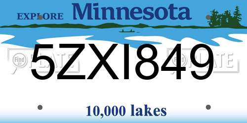 5ZXI849 Minnesota License Plate