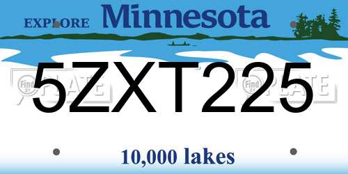 5ZXT225 Minnesota License Plate