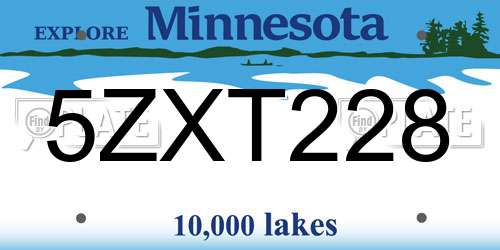 5ZXT228 Minnesota License Plate