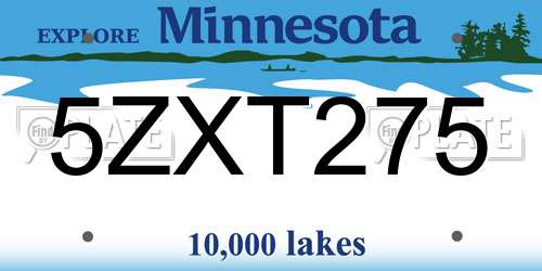 5ZXT275 Minnesota License Plate