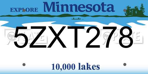 5ZXT278 Minnesota License Plate