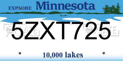 5ZXT725 Minnesota License Plate